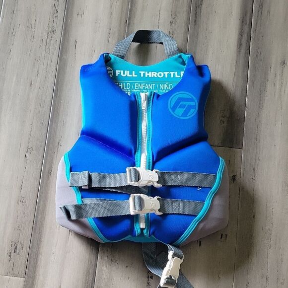 Full Throttle Blue and Gray Child Life Vest - Picture 1 of 3